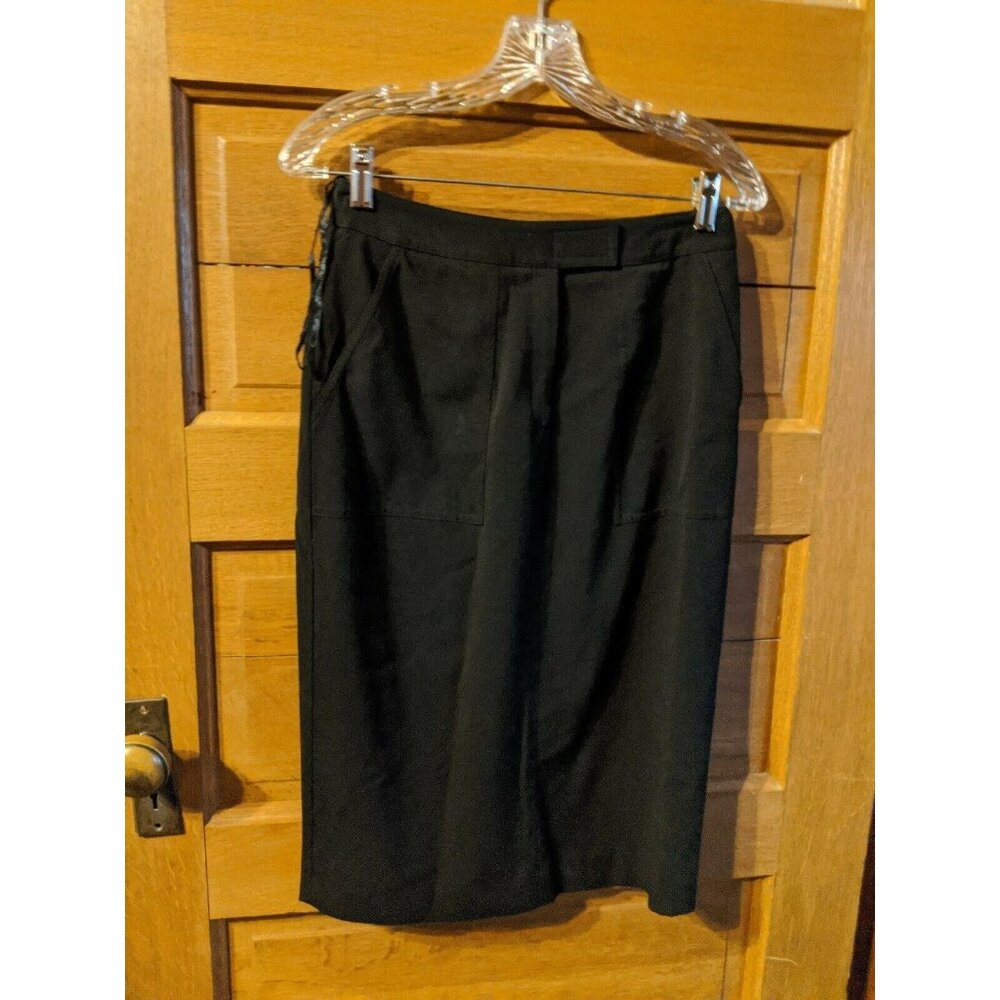 Jones & Co Stretch Black Straight Skirt Size 4 Pockets Womens